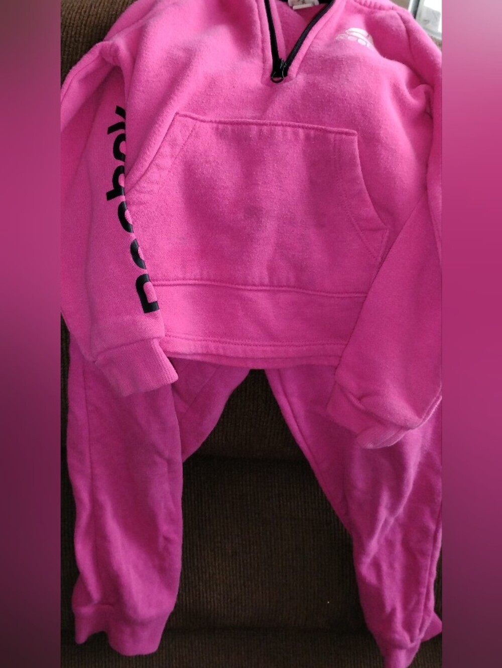 Toddker Girls' Hot Pink Reebok Hoodie & Two-Piece Sweat Pants Set